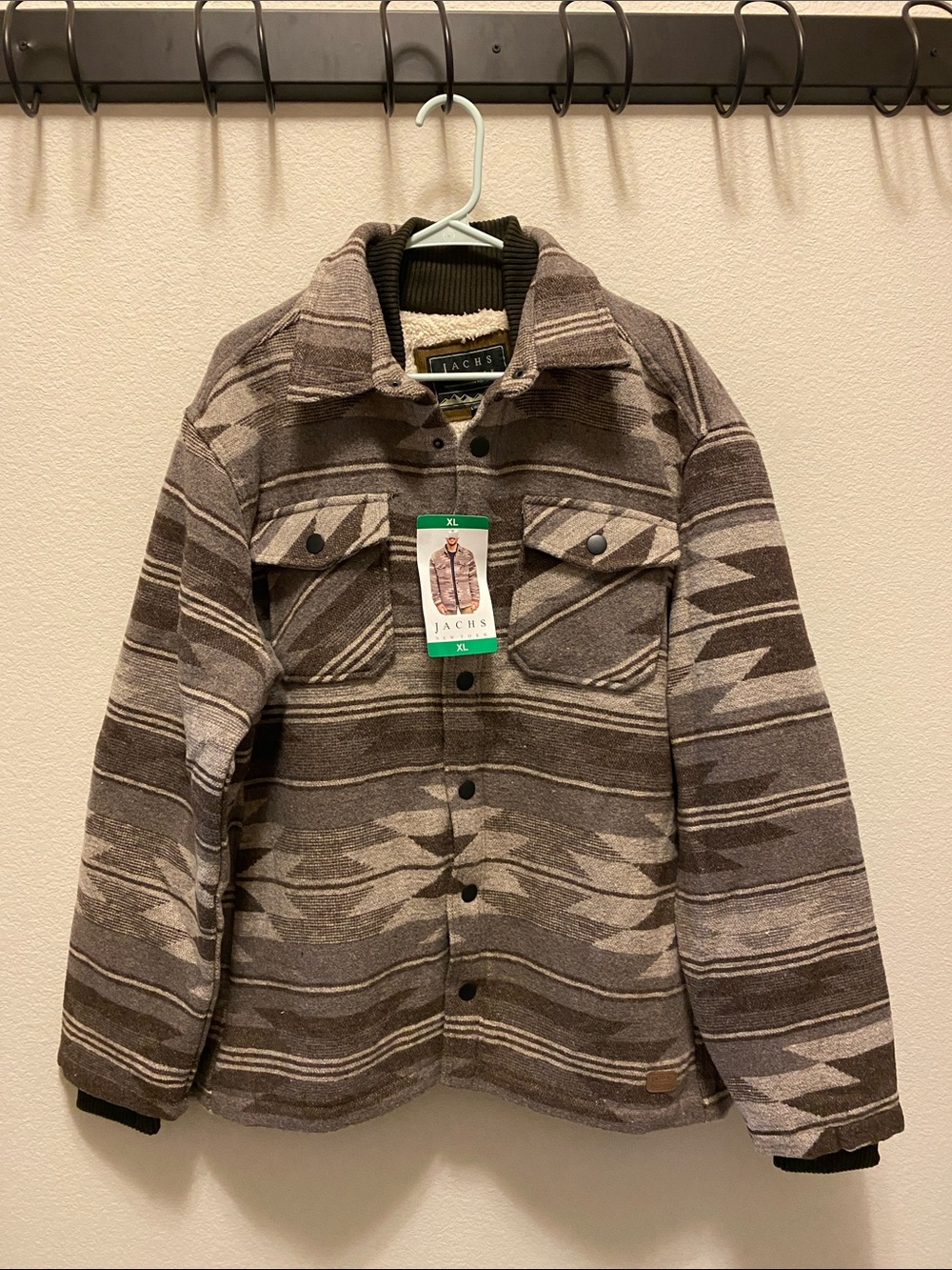 NWT Men's Jachs New York Heavyweight Fleece Lined Shirt Jacket Coat, Brown, XL